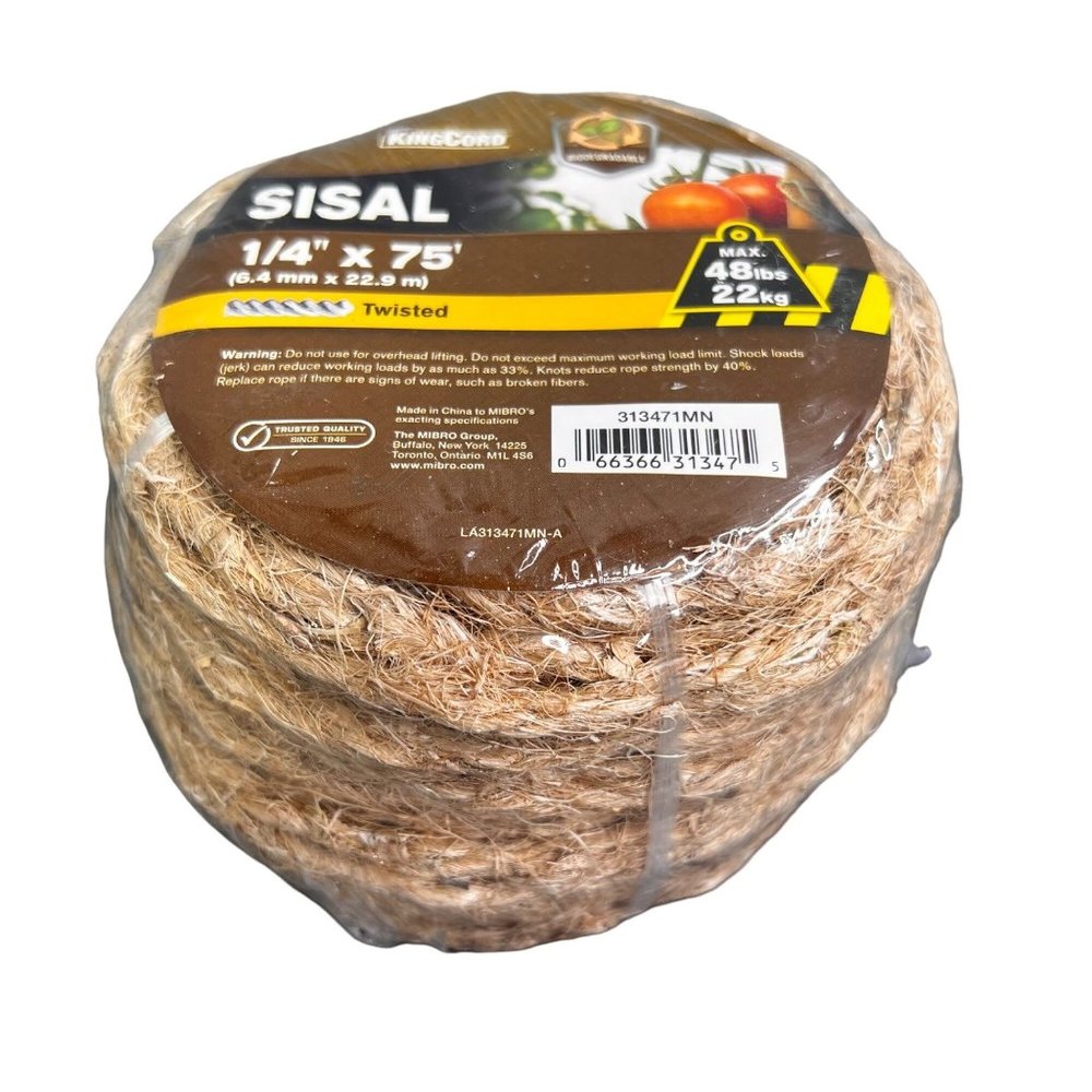 Sisal Twisted Rope 1/4 x 75 Feet NIP Crafts Cat Scratching Posts Nautical Decor